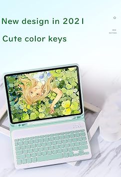 Color Keyboard for Galaxy Tab S6 Lite 10.4 inch 2024/2022/2020 Keyboard Case Cute Detachable Removable Wireless Bluetooth Keyboard Cover,Black