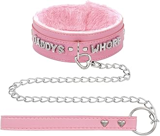 paloli Pink Fluffy Choker Necklace for Women Punk Leash Neck Choker Collar Gothic Rock Jewelries