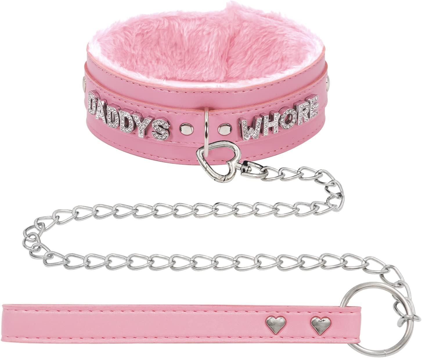 paloli Pink Fluffy Choker Necklace for Women Punk Leash Neck Choker Collar Gothic Rock Jewelries