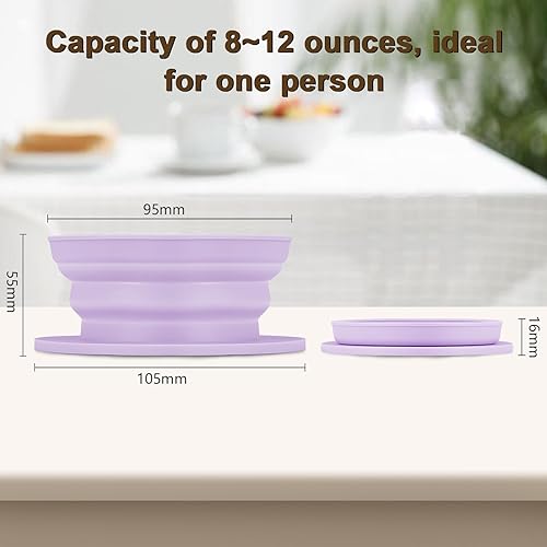 Miniatura 4 de Cafetera plegable sin papel con filtro de malla de acero inoxidable, cafetera de campamento de silicona para verter para 1 a 2 tazas, reutilizable