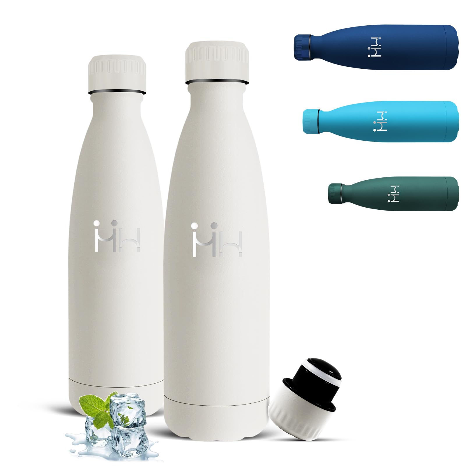 Mujigaga Thermos Flask, 500 ml Stainless Steel Drinking Bottle, BPA-Free, Leak-Proof, 24 Hours Cold & 12 Hours Warm, Metal Water Bottle, Double Walled, for Travel, Camping, Office