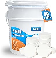 TABIT 3-Inch Chlorine Tablets 40 lbs - Slow Dissolving Tri-Chlor for Crystal Clear Pools, Hot Tubs & Spas All Season