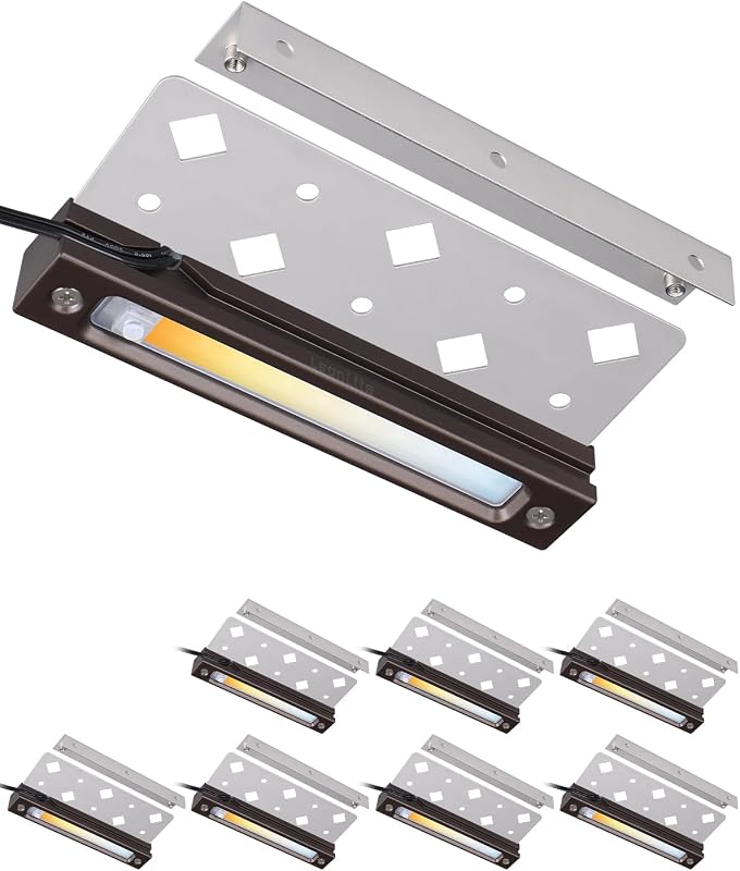 8-Pack 5CCT 7 Inch LED Retaining Wall Lights, 12-24V AC/DC | 1800K/2700K/3500K/4000K/5000K Selectable, Hardscape Lighting Low Voltage, Support Surface & Recessed Mount, IP65 Waterproof