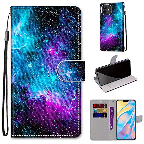 Ssenlin Wallet Case for Apple iPhone 12 /iPhone 12 Pro, Fashion Painted Flip PU Leather with [Card Slots][Wrist Strap] Stand Magnetic Snap Protective Folio Phone Case Cover