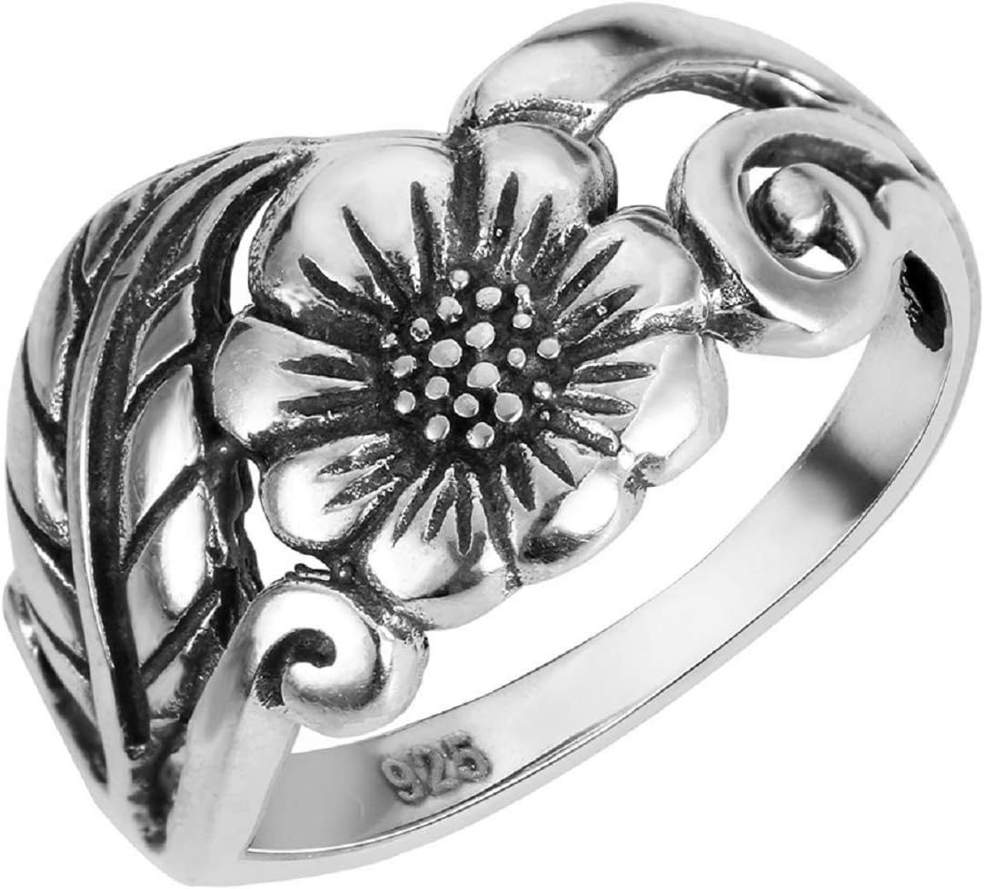 CloseoutWarehouse 925 Sterling Silver Karen's Flower Ring (Comes in Colors)