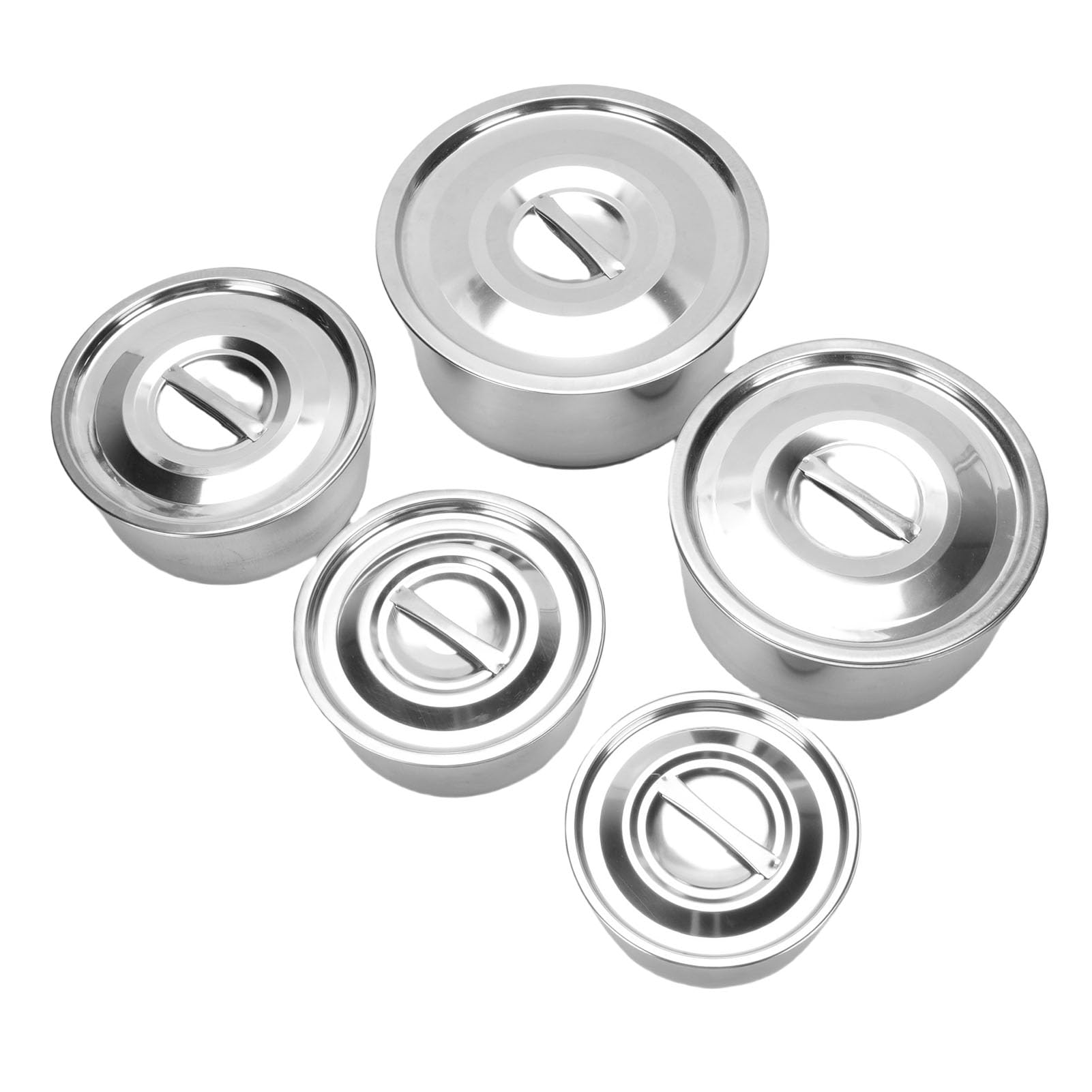 CHICIRIS Stainless Steel Soup Pot Set, 5PCS Food Grade Cooking Pots with Glass Lids, Dishwasher Safe for Soup Stew Simmering, Compatible with All Cooktops