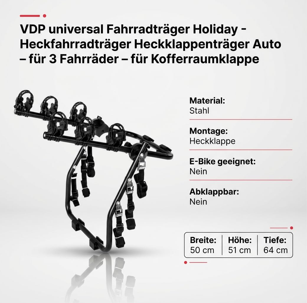 Heckträger Holiday Fahrradträger kompatibel mit Hyundai i20 I 08-12