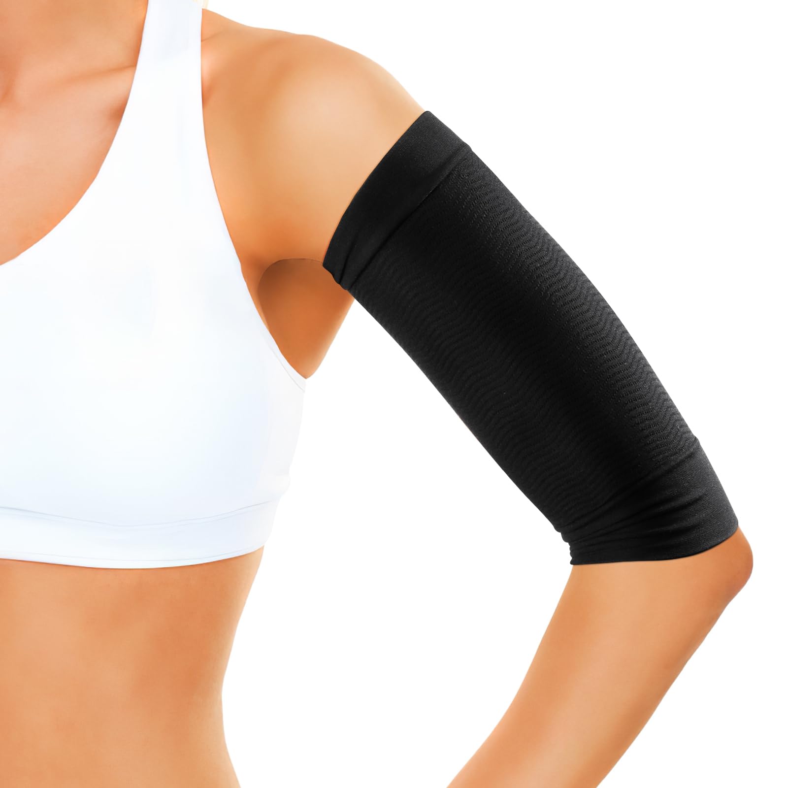 HEALLILY 1 Pair Black Hot Upper Arm Shaper for Women Plus Size for Weight Loss Post Surgical Slimmer Compression Sleeves-image-25
