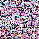 120PCS Neon Cheer Stickers Cheerleading Party Favors Birthday Party Decorations Vinyl Waterproof Stickers for...