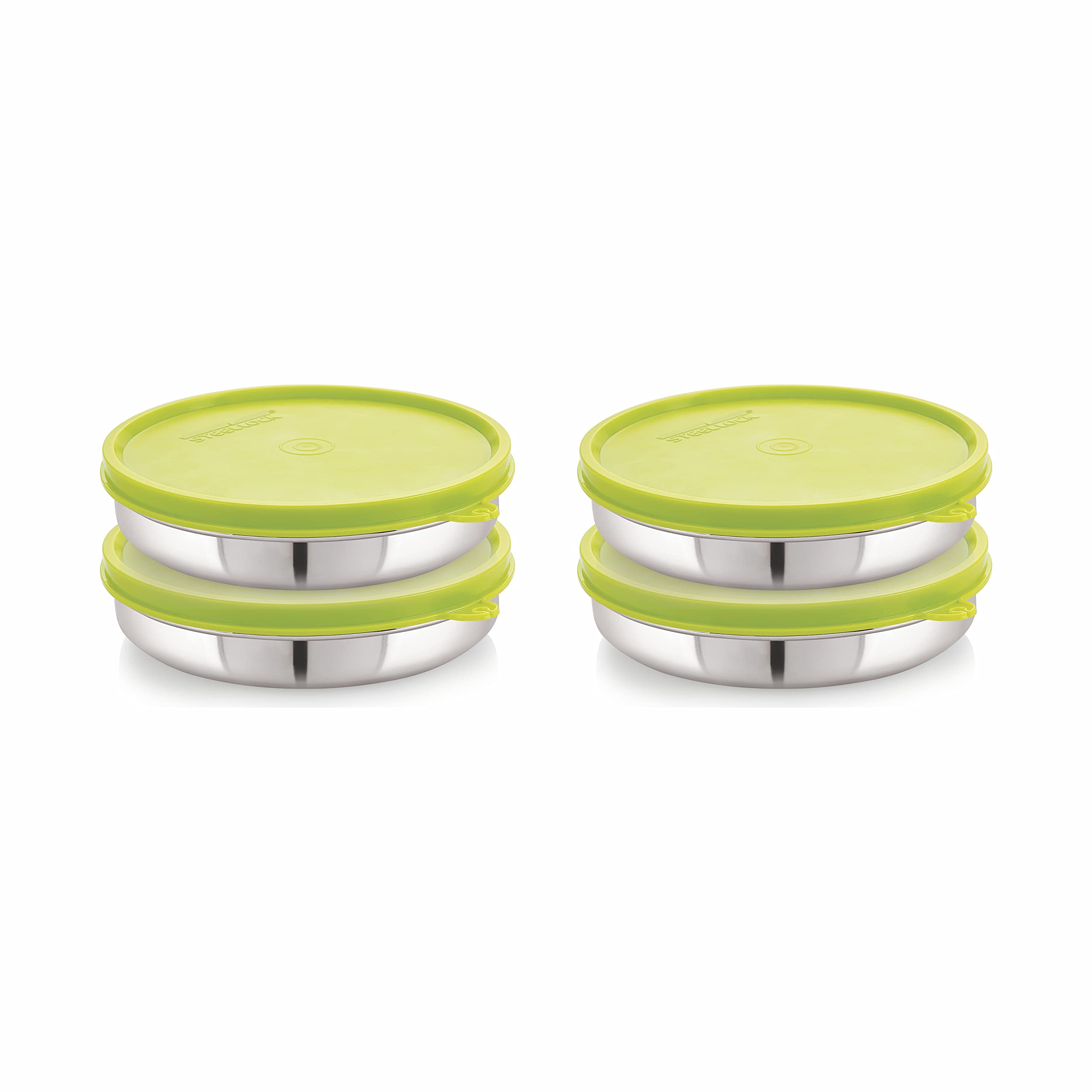 STEELLOCK Flex Stainless Steel Containers Size Slim 550ml x 4 (Green)