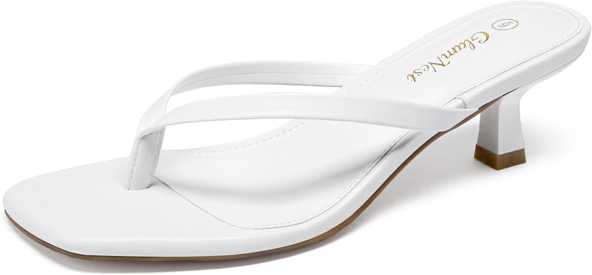 De las mujeres Sandalias de tacón de gatito Tacones con chanclas con punta cuadrada elegantes