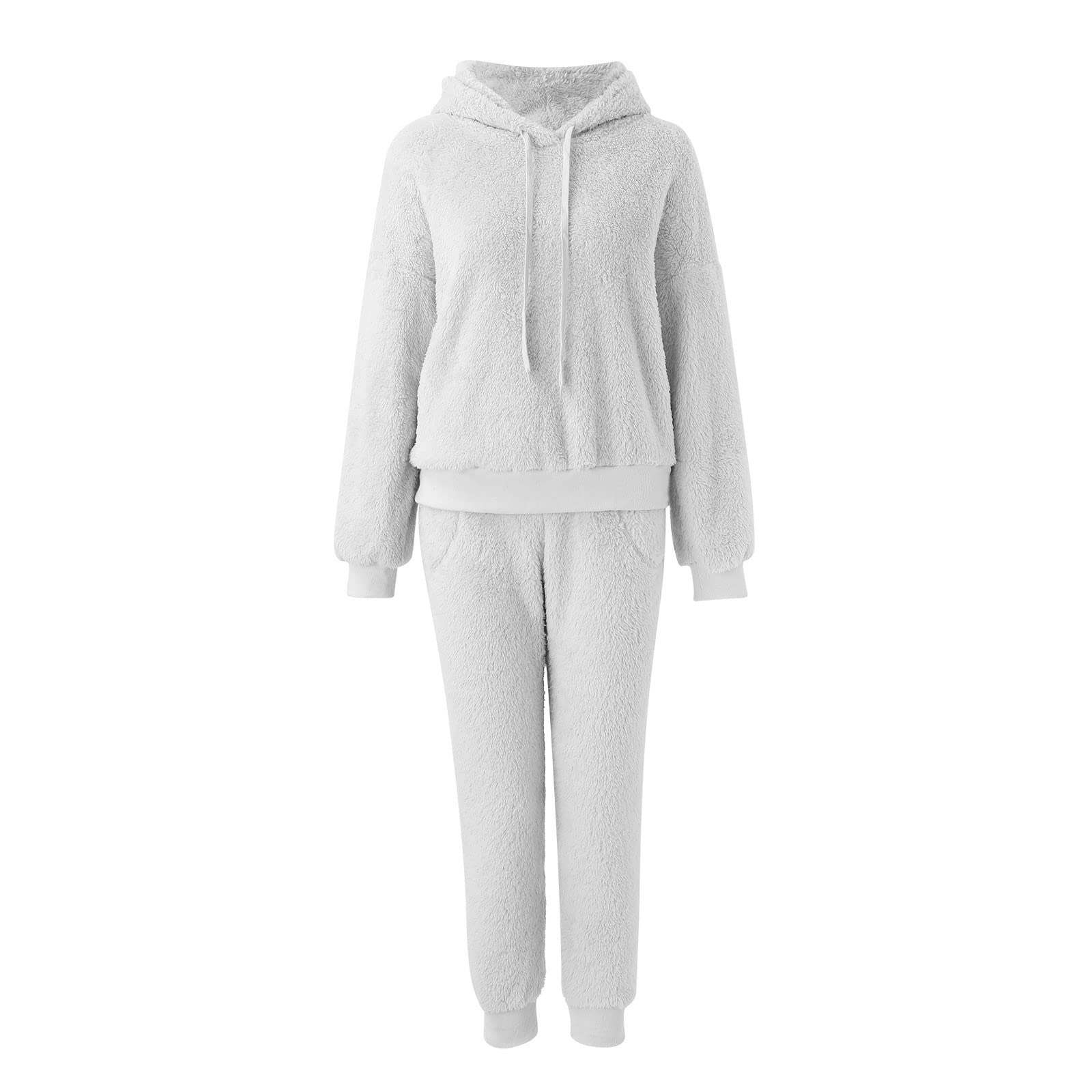 CMBSSTFC Damski długi zimowy przytulny strój rekreacyjny Elegancki duży rozmiar strój rekreacyjny Ciepły dres z podszewką Strój sportowy Elegancki flanelowy komplet piżam Bielizna nocna Puszysty