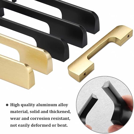 Modern Cabinet Handles,2 Pcs Drawer Pulls,D-Shaped Furniture Handles,Aluminium Alloy Handle,Cabinet Door Handle for Kitchens,Bedrooms,Bathrooms,Offices,Black-holecenters:800mm