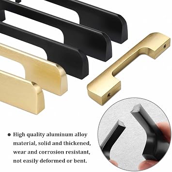 Modern Cabinet Handles,2 Pcs Drawer Pulls,D-Shaped Furniture Handles,Aluminium Alloy Handle,Cabinet Door Handle for Kitchens,Bedrooms,Bathrooms,Offices,Black-holecenters:800mm