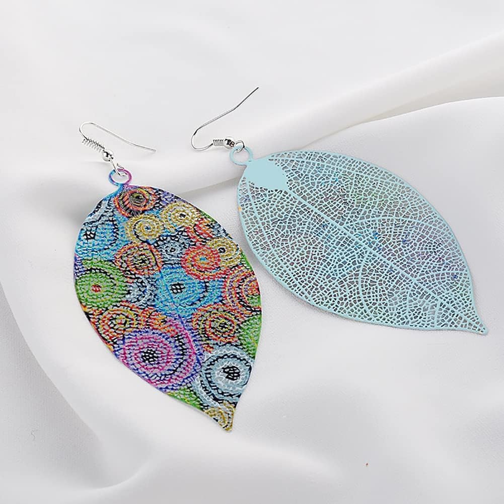Trendy Female Multicolor Printing Leaf Ear Loop Women's Jewelry