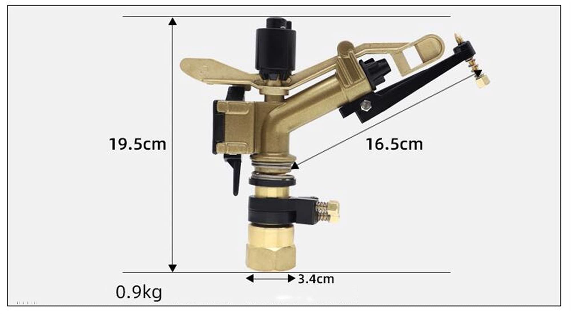 Aspersores Gran Alcance Cobertura Rosca Hembra 1 Pulgada, Pistola Riego para Césped Jardín, Aspersor Impacto Rotación En Base Trípode para Riego por Aspersión