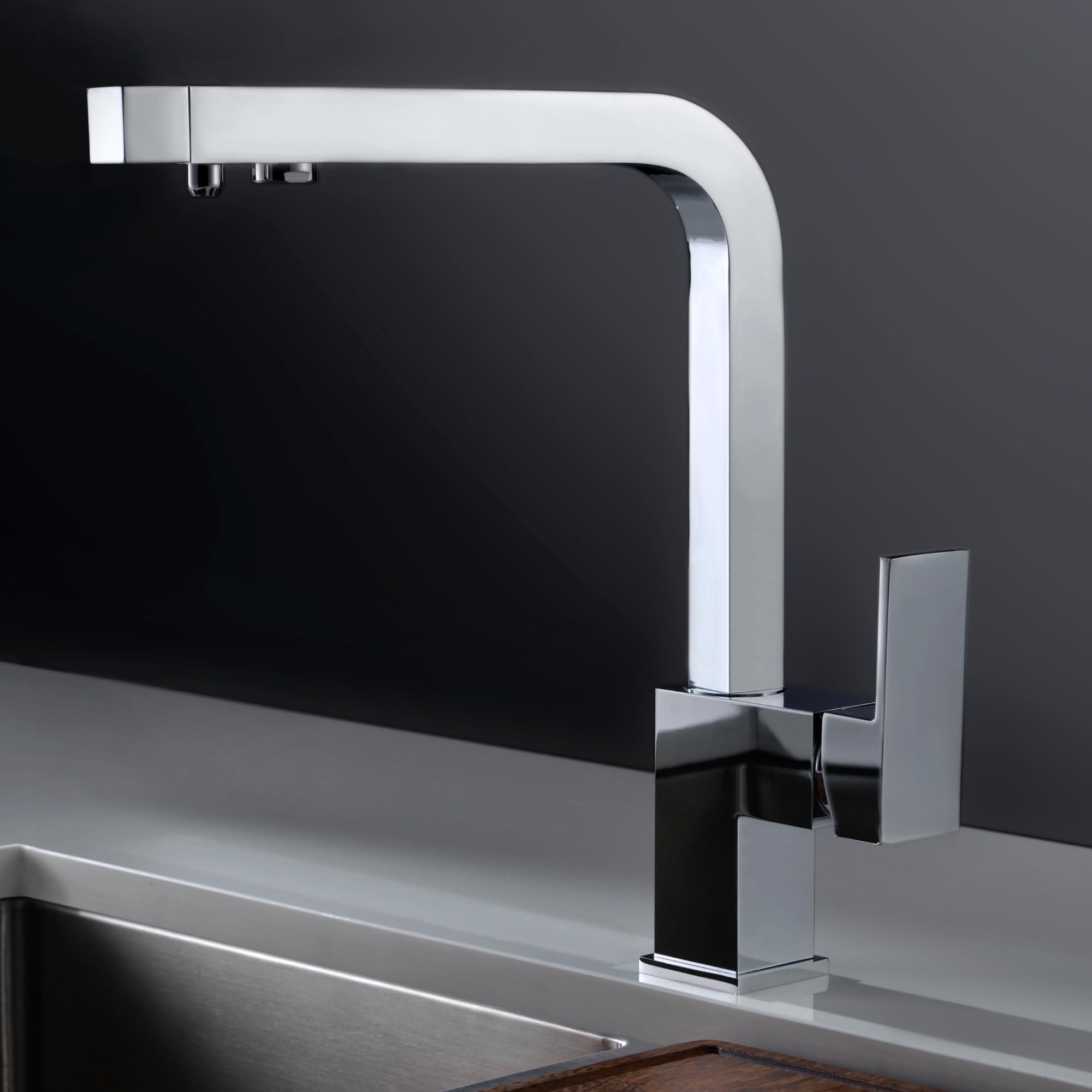 IMEX - Grifo Cocina con Osmosis Integrado | Grifo Momando Osmosis 2 Vías con Ducha Extraíble | Grifería en Latón | Serie Capri | Color Cromado