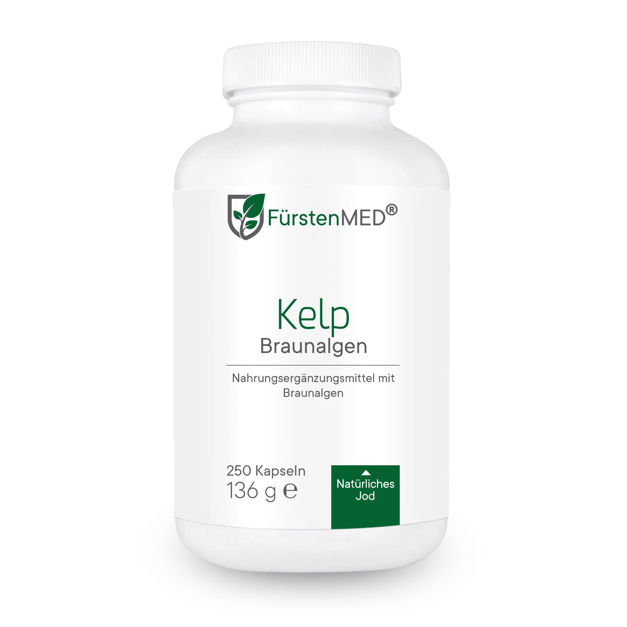 FürstenMED® 250 Kelp Kapseln mit 315µg Jod pro Kapsel - Kelp Algen Braunalgen Vegan und Hochdosiert - Jod Laborgeprüft und Ohne Zusatzstoffe