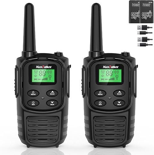 Miniatura 10 de Walkie Talkies para adultos, 2 paquetes de largo alcance, radios recargables de 2 vías, accesorios para senderismo, equipo de camping, regalo de