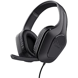 Audífonos Trust Inalámbricos Trust Gaming GXT 415 Zirox Ligeros Cascos Gaming con Drivers de 50 mm para PC, Xbox, PS4, PS5, Switch, Mobile, Conexión 3.5 mm, Micrófono Plegable, Auriculares con Cable 2m Over-Ear - Negro