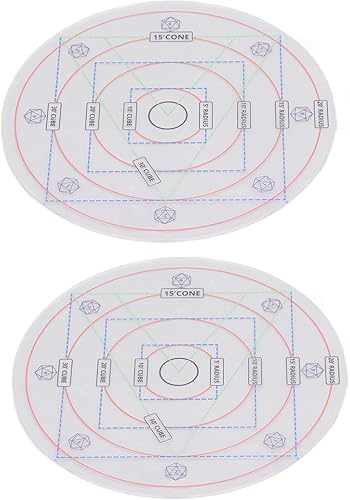 TOPINCN 2 marcadores de daño AOE de hechizos, plantilla de efecto de área DND de 20 pies, 15 pies, 10 pies, 5 pies, radio acrílico, tablero de mesa,