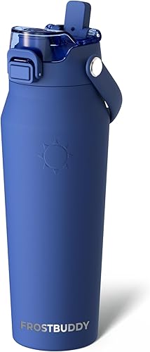 Miniatura 15 de Frost Buddy - Botella de agua con aislamiento de 32 oz con pajilla y tapa, de acero inoxidable, a prueba de fugas, frío durante 24 horas, a prueba