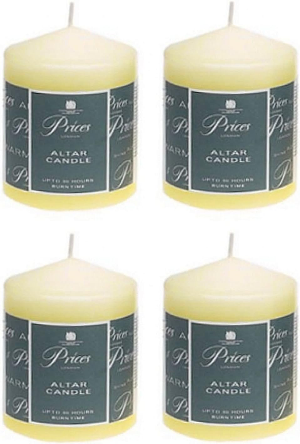 4 x Prices Ivory Altar Candle 100mm X 80mm 50 Hours Burn Time