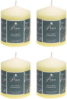 4 x Prices Ivory Altar Candle 100mm X 80mm 50 Hours Burn Time