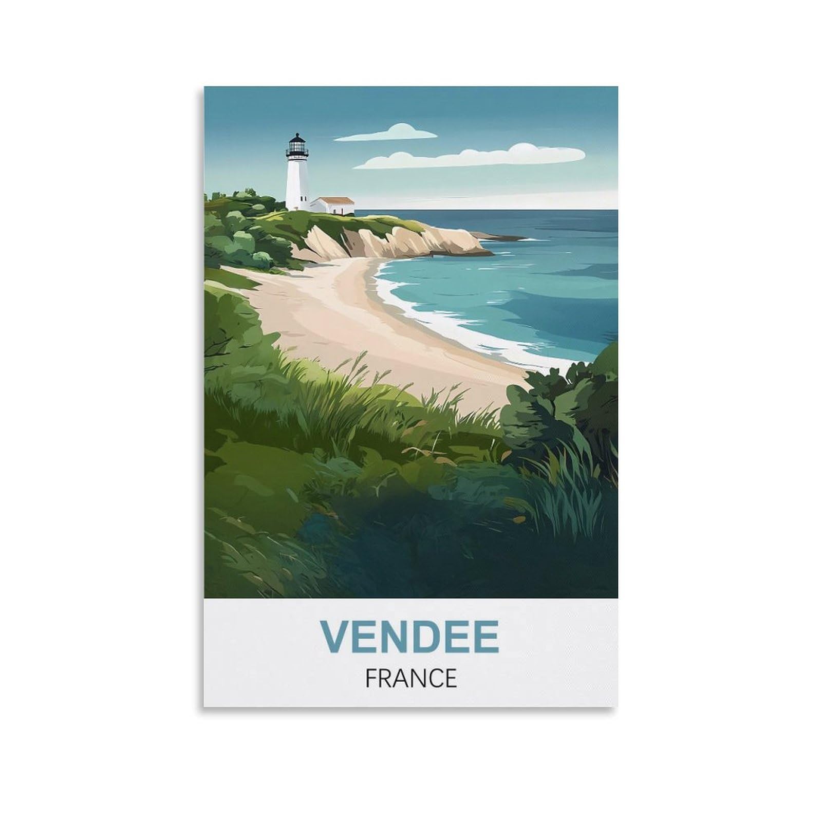 HNROJICO Vendee France Vintage Travel Poster 16x24inch(40x60cm) Canvas Wall Art Prints
