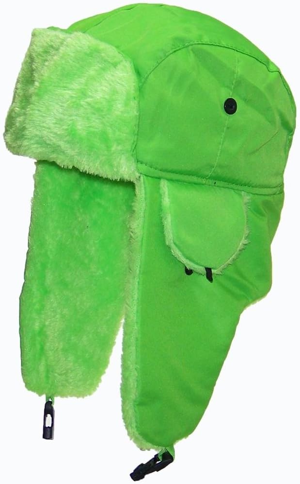 Lightweight Neon Russian/Trooper Faux Fur Hat(One Size)-Green