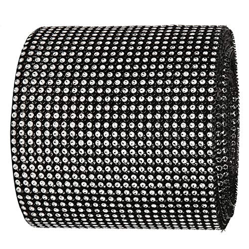 9m 24 Rows Plastic Artificial Sparkling Glitter Rhinestone Diamond Mesh Ribbon for DIY Craft Sewing Party Decoration(Black) - Image 4