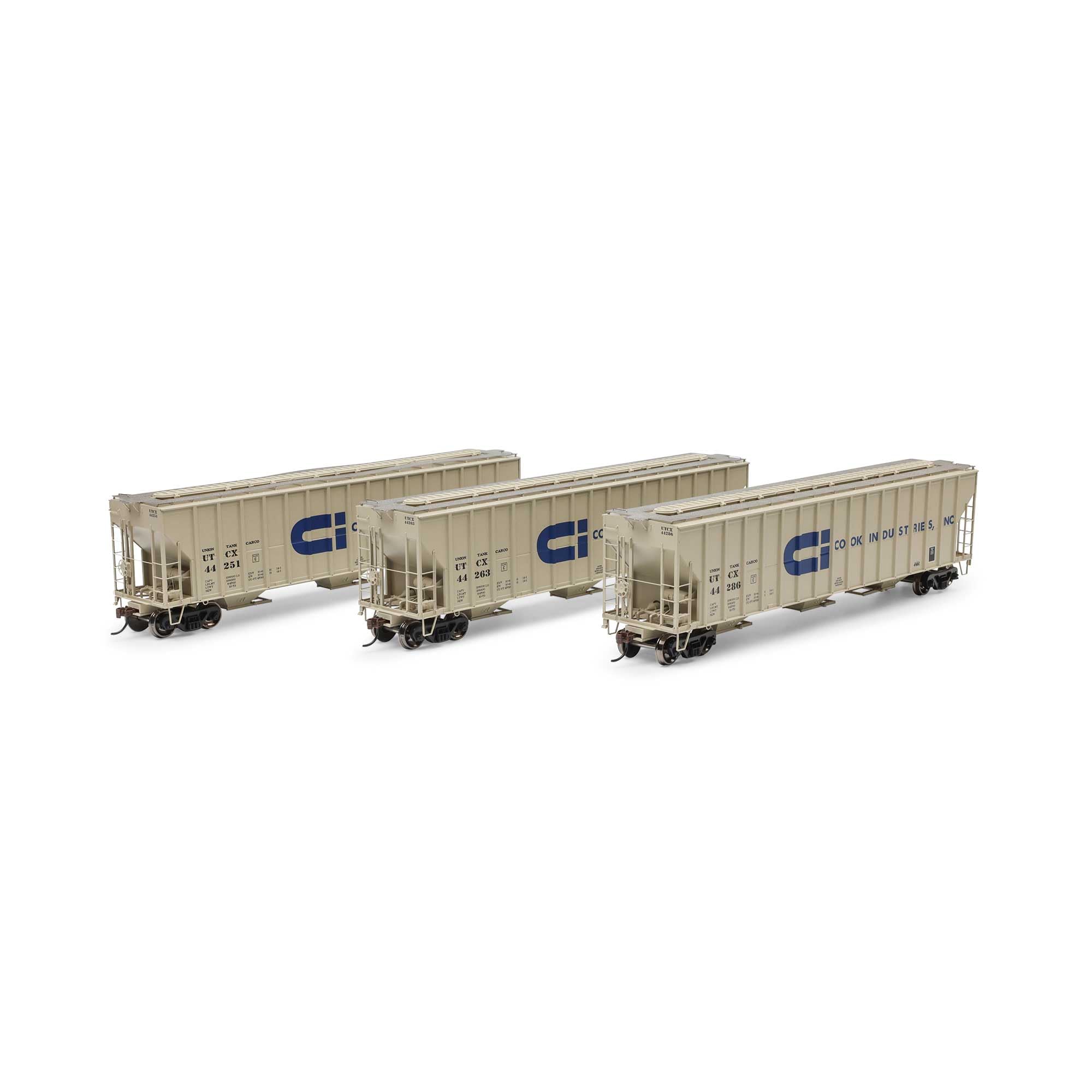 Athearn ATH-1318 HO ATH FMC 4700 Covered Hopper, UTCX #44251/44263/44286 (3)