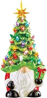 1PC Christmas Gnomes, Light Up Gnome Statue with with Christmas Tree Hat,Resin Gnome Statue Resin Gnome Figurines, 8.3x3.2x3\" Christmas Decor for Tabletop Garden Patio Yard Lawn