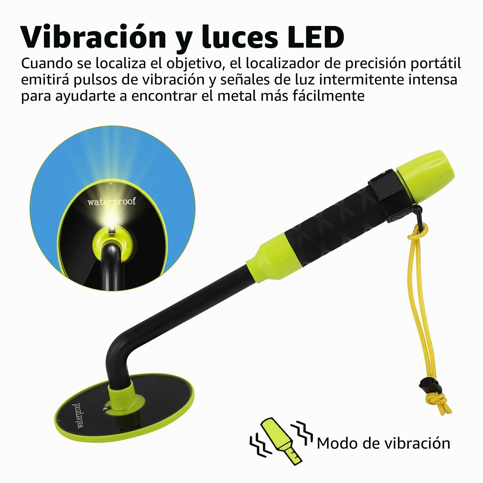 BuyWeek Detector de Metales Localizador de Tesoros, PI Portátil de Plástico ABS Aluminio IP68 para Bucear y Cazar Tesoros