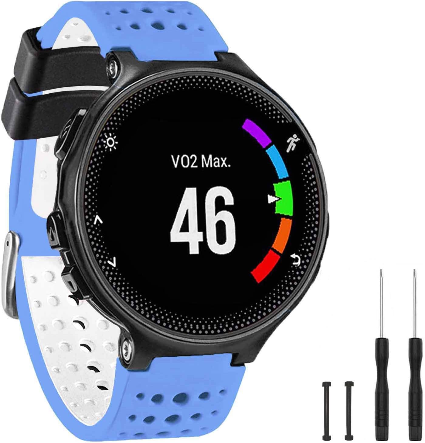 TopPerfekt Band Compatible with Garmin Forerunner 235, Soft Silicone Replacement Watch Band Strap Wristband for 220/230/235/620/630/735XT/235 Lite Smart Watch for Women Men