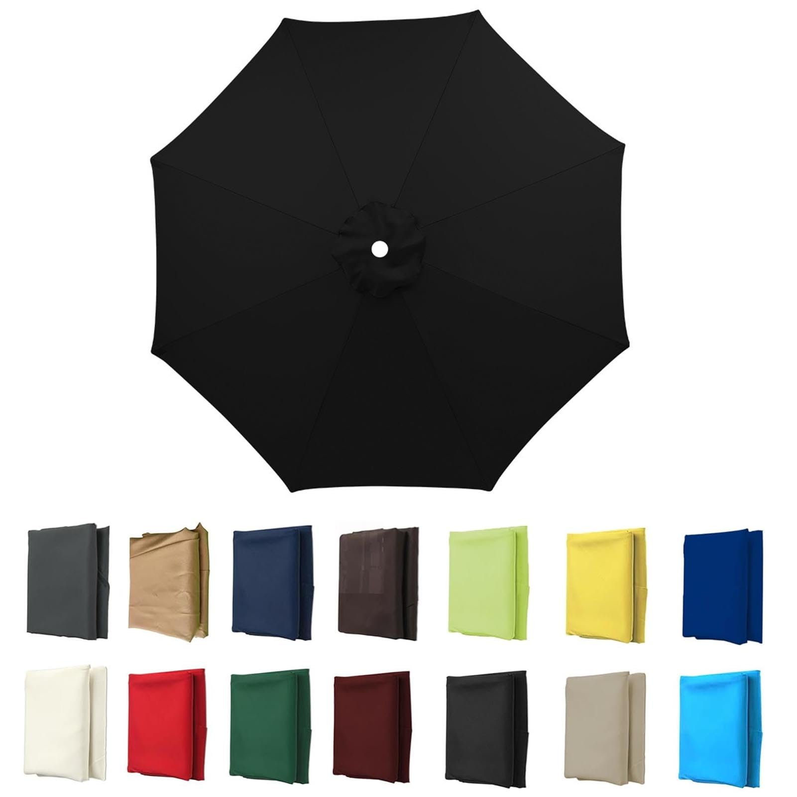 Blgvgklpnt Black 2M-3.5M Replacement Parasol Canopy, Umbrella Replacement Fabric, Upf 50+ Garden Parasol Replacement Canopy, Outdoor Replacement Fabric, 6/8 Rib For Garden Umbrella (,6Ribs:2.7m/8.8Ft)