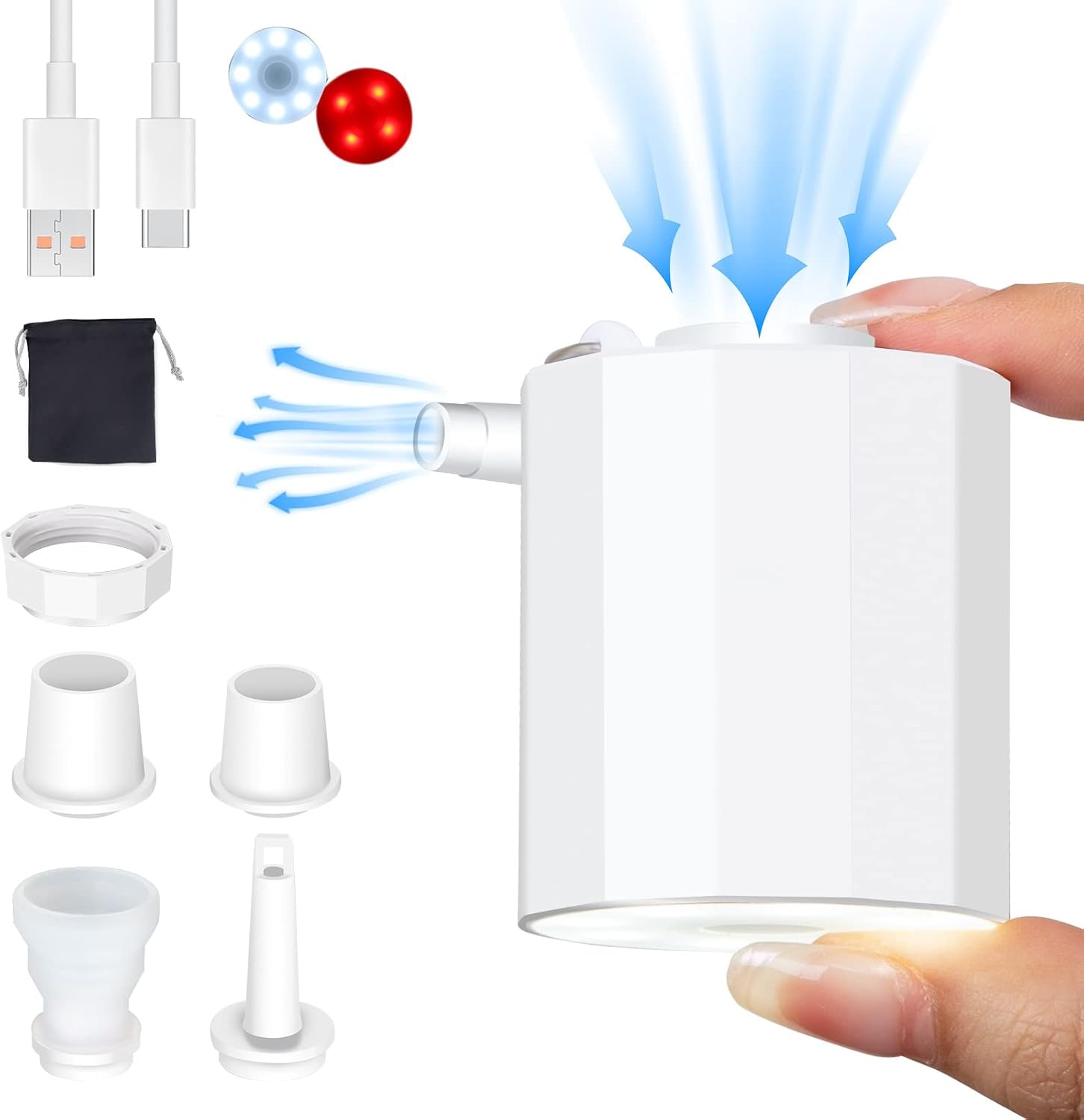 Mini Pompe à Air Portable Avec LED - Rechargeable - Pour Matelas Gonflable