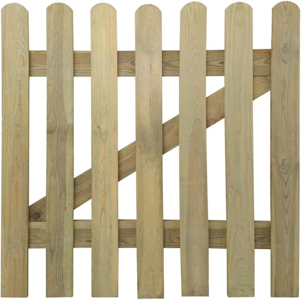 3 x 3Ft Wooden Garden Gate, Picket Fence Gate, Round Top Garden Gates, Hand Built Wooden Gate With FSC Tanalised Perfect Outdoor Gate For Garden