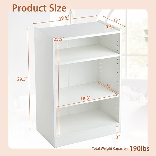 Miniatura 3 de Tangkula 3 Tier Bookcase Floor Standing Open Bookshelf with 18-Position Adjustable Shelves Anti-toppling Device Modern Multipurpose Display Storage