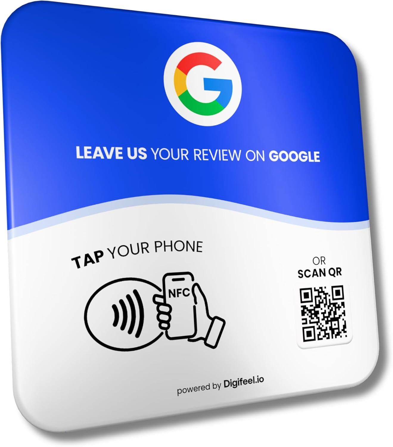 Review Tap Card for Google reviews – NFC + QR Code Sign – Boost Customer Feedback Plate for Business – Compatible with All Phones (Multicolor, 1 Plate)
