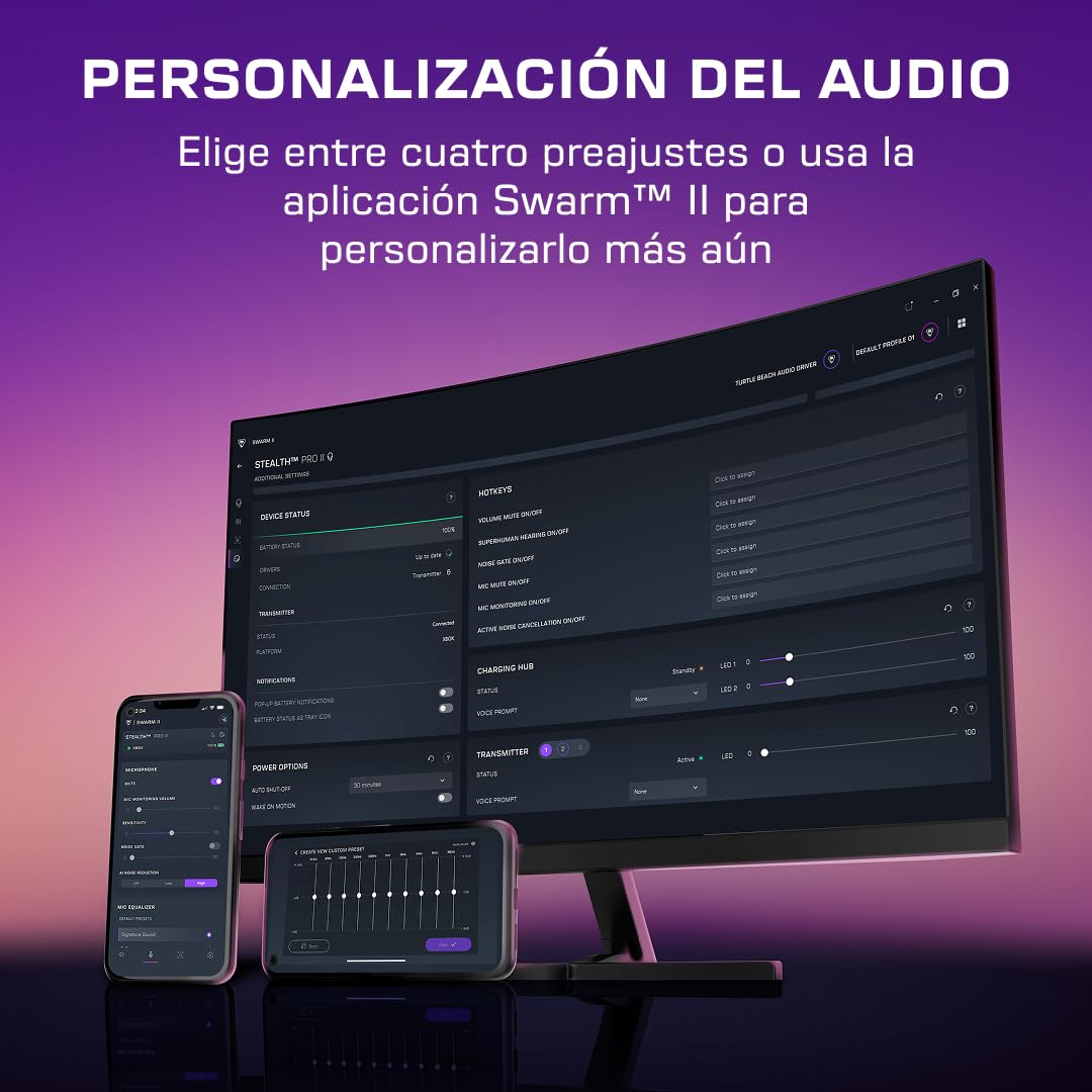 Turtle Beach Stealth Pro II Negro Auriculares de juego inalámbricos para Xbox Series PC, X|S, PS5, PS4 - Sonido Hi-Res inalámbrico certificado, sonido espacial Dolby Atmos, cancelación de ruido activa