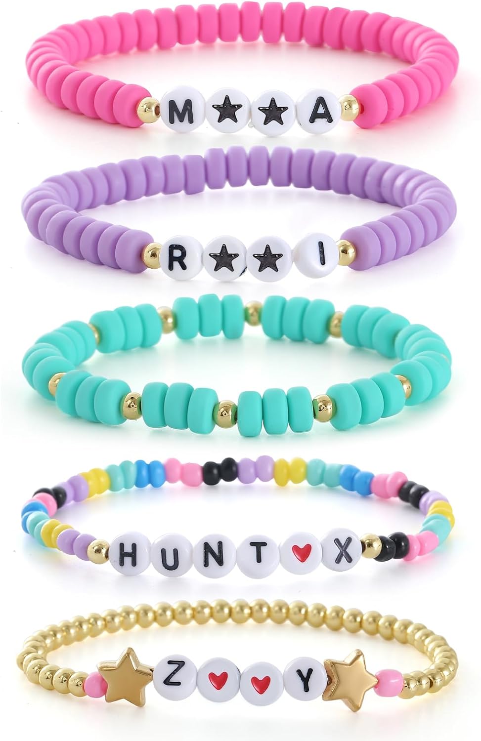 Trendy Korea-Pop Colorful Beaded Bracelets Set Stackable Stretch Friendship Bracelets Cosplay Jewelry Brithday Party Gifts for Women