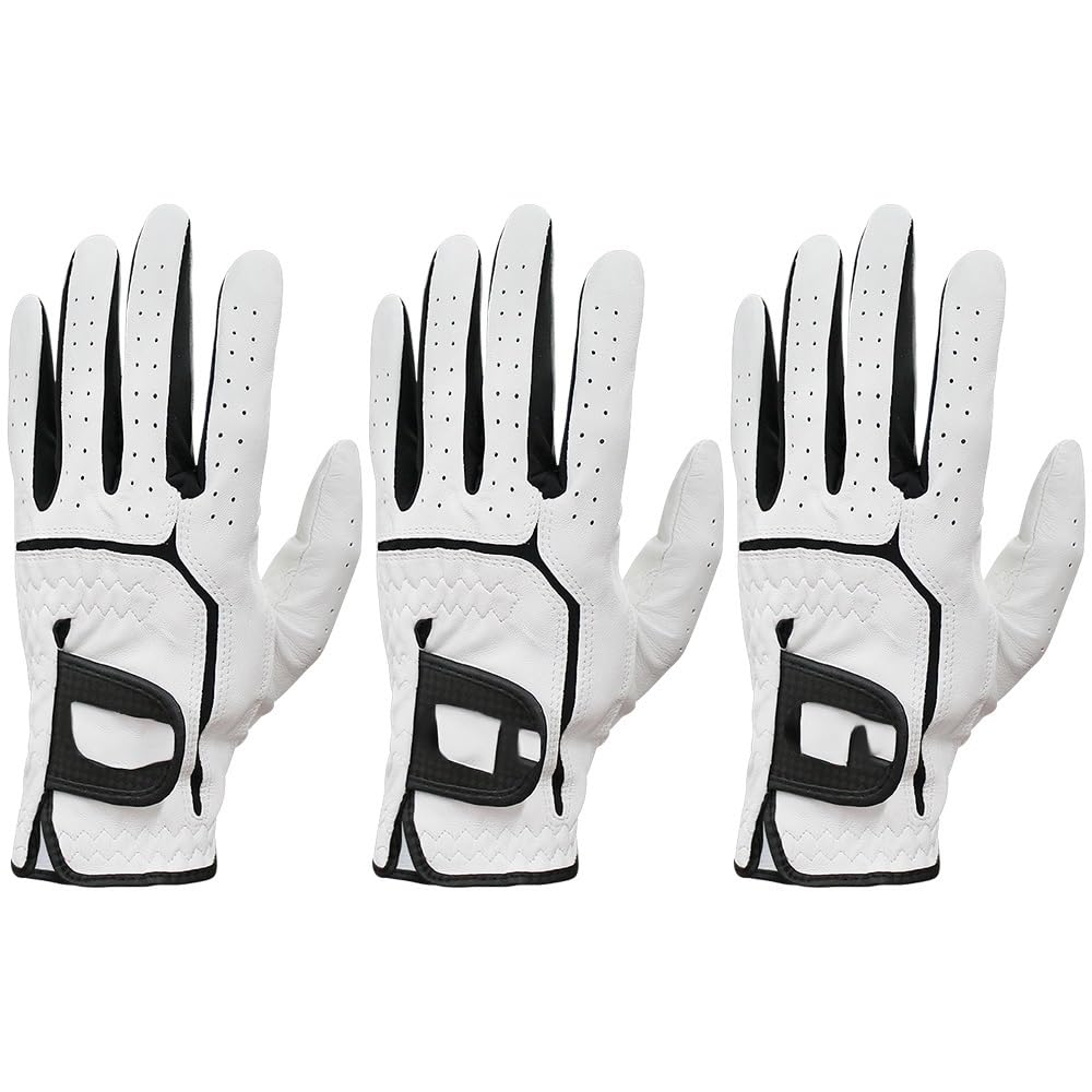 Golfhandschuhe 3 Pcs Herren Golf Handschuh Weichen Bequemen Links/Rechts Hand rutschfeste Golf Handschuhe for Männer Golfhandschuhe Damen(Worn On Left Hand,26 X-Large)