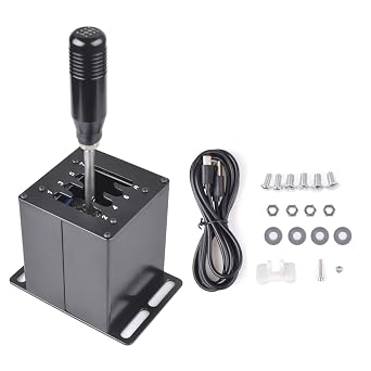 ZHSYMX PC USB Simulator Shifter H Shifter 7+RPC System Black | Compatible with Logitech G29/G27/G25/G920,Thrustmaster T300 T500 Steering Wheel Applicable