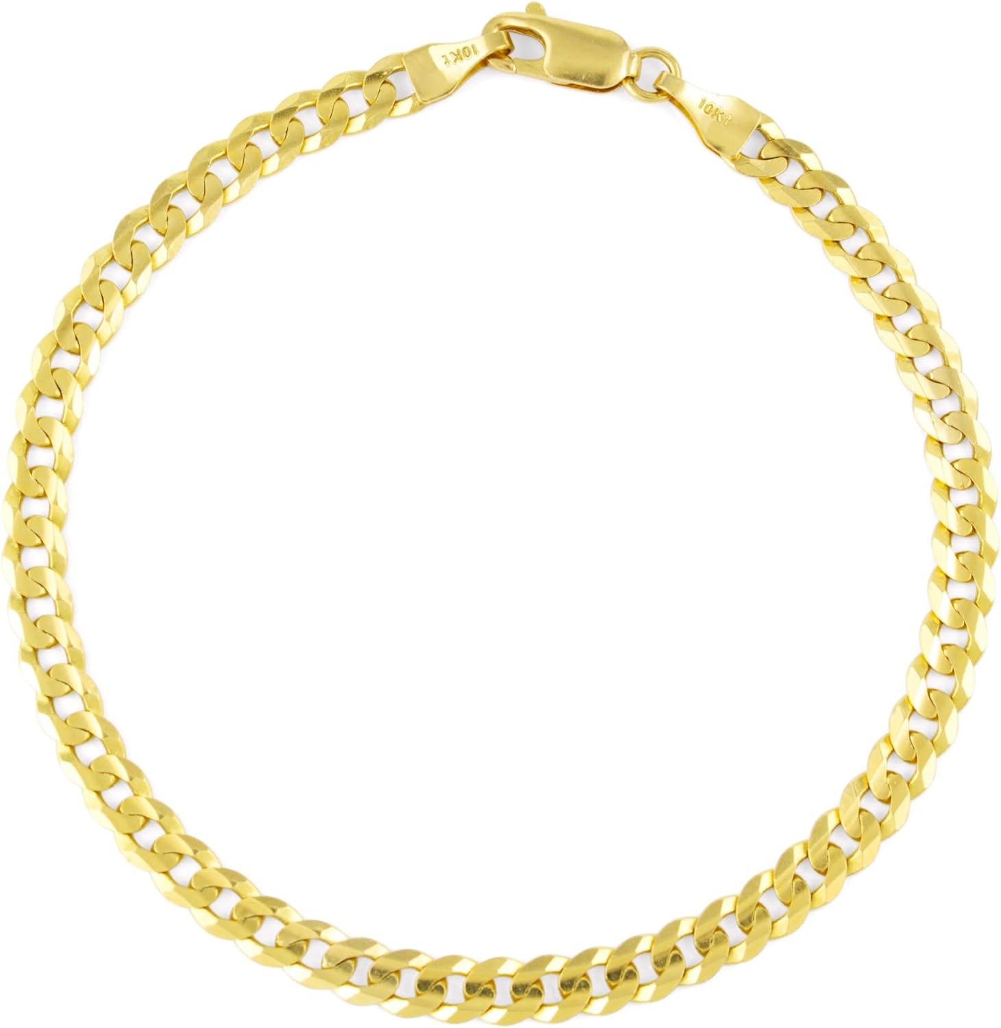 Nuragold 10k Real Yellow Gold Solid Cuban Curb Link 5mm Chain Bracelet (7"-9") Italian Jewelry for Men & Women