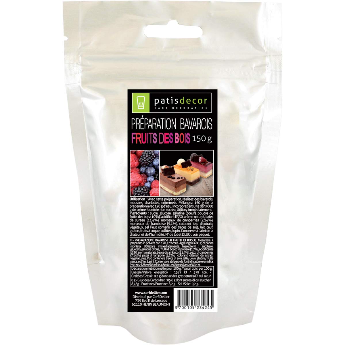 PATISDECOR Preparation Bavarois Fruits des Bois 100 g P2011