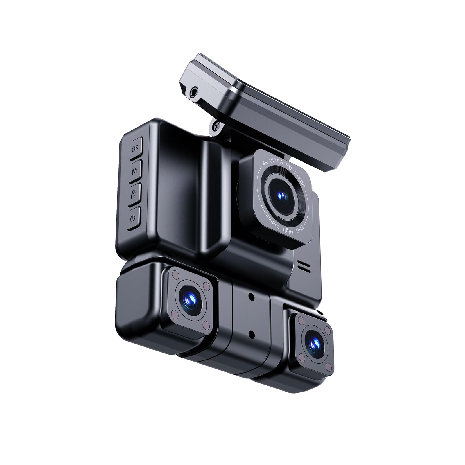Domary Dash Cam da 360 Gradi 4 2K 1080P Dash Cam Anteriore Posteriore Sinistro Destro per Auto con 8 Luci IR Visione Notturna Controllo APP WiFi WDR Modalità Parcheggio 24