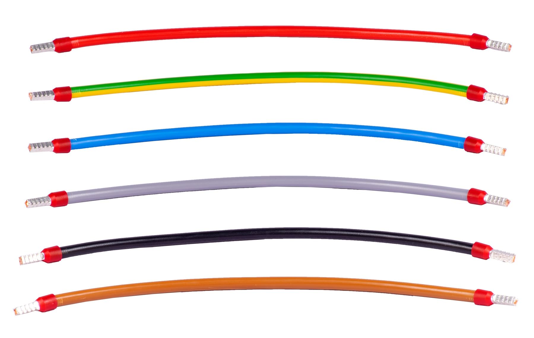 ALPTEG Verdrahtungsbrücken H07V-K flexibel 125mm 265mm 365mm 500mm 1000mm schwarz, blau, grün, gelb, grau, braun, rot 6mm² 10mm² 16mm² (16mm² 125mm Blau isoliert)