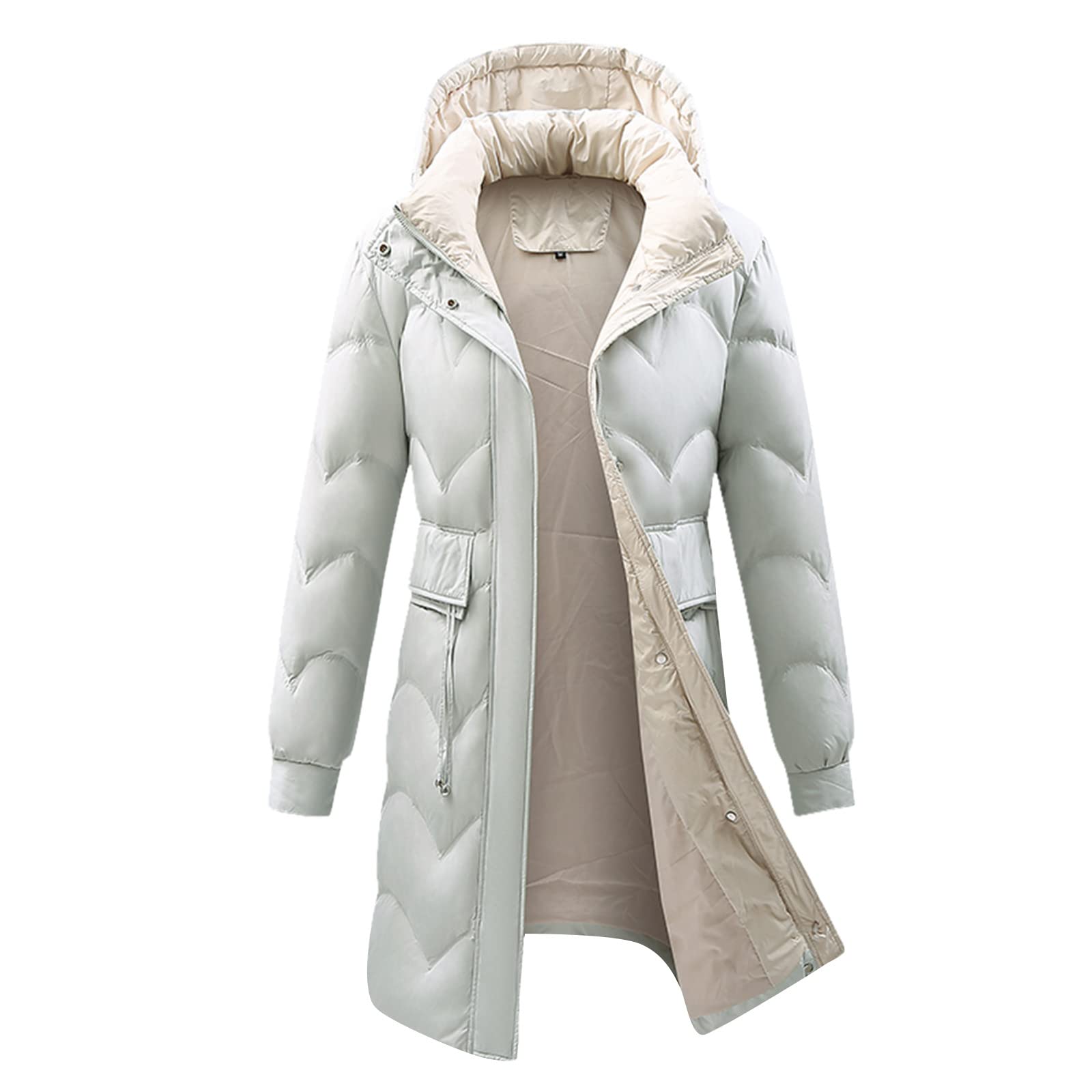 Jacket With Zippers Coat Jacket Down Long Warm Pockets Outdoor - Main Image