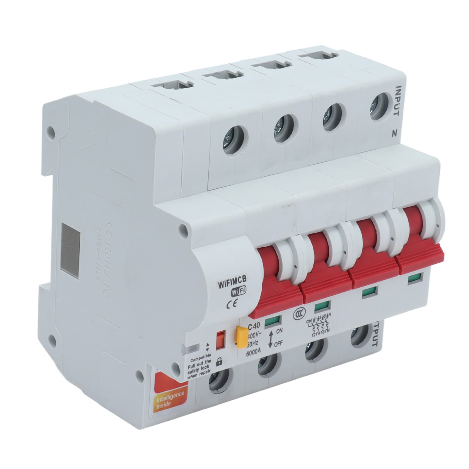 Disyuntor, WiFi 4P Interruptor Remoto AC 400V con Cerradura de Seguridad para el Hogar (40A)